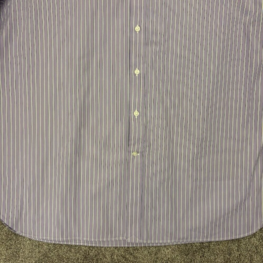 Ralph Lauren Men's Button Down Shirt Size 17.5 Purple Striped Long Sleeves EUC - Picture 4 of 11